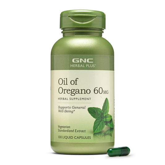 GNC Herbal Plus Oil of Oregano 60mg – Vegetarian Supplement for General Well-Being, 100 Servings