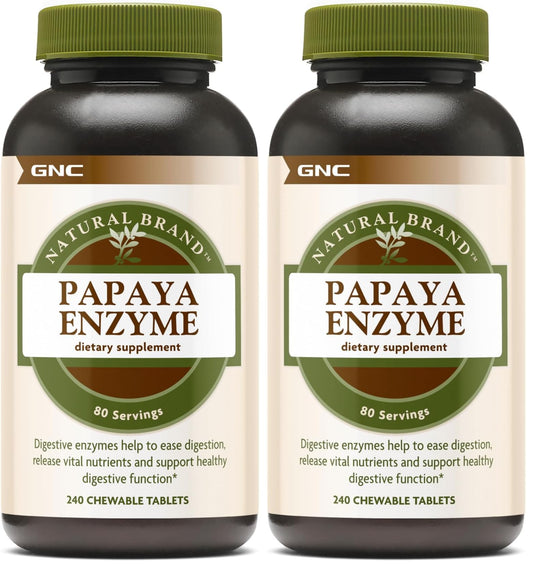 GNC Papaya Enzyme - Digestive Support, 240 Tablets (Pack of 2)