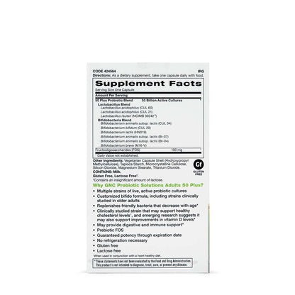 GNC Probiotic Solutions Adults 50+ – 55B CFU Daily Probiotic for Digestive & Immune Support | 30 Capsules