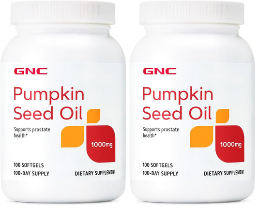 GNC Pumpkin Seed Oil 1000mg Softgels – Prostate Health Support, 200 Servings (Pack of 2)