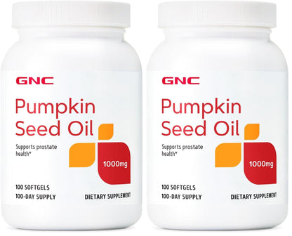 GNC Pumpkin Seed Oil 1000mg Softgels – Prostate Health Support, 200 Servings (Pack of 2)