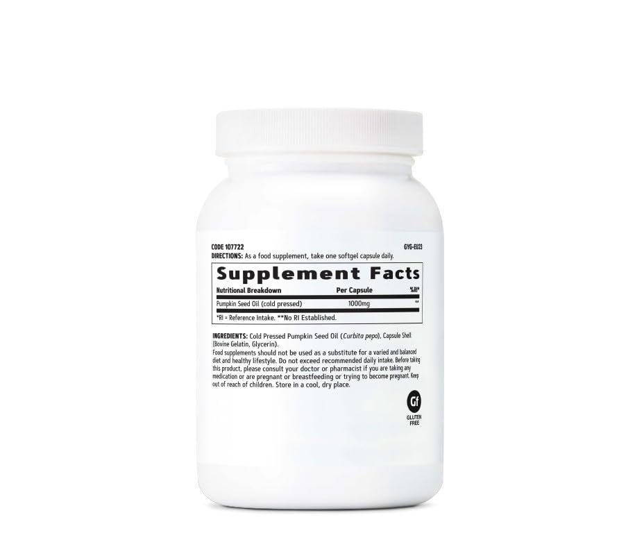 GNC Pumpkin Seed Oil 1000mg Softgels – Prostate Health Support, 200 Servings (Pack of 2)