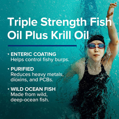 GNC Triple Strength Fish Oil + Krill Oil – Omega-3 60 Softgels