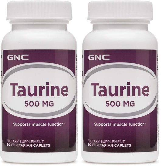 GNC Taurine 500mg – 50 Caplets (Pack of 2) | Supports Muscle Function