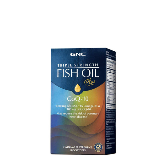 GNC Triple Strength Fish Oil Plus CoQ10 – 1000mg EPA/DHA, 30 Servings