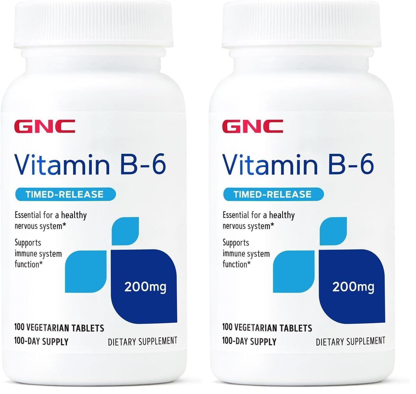 GNC Vitamin B6 200mg Supplement – Immune & Nervous System Support (Pack of 2, 100 Servings)