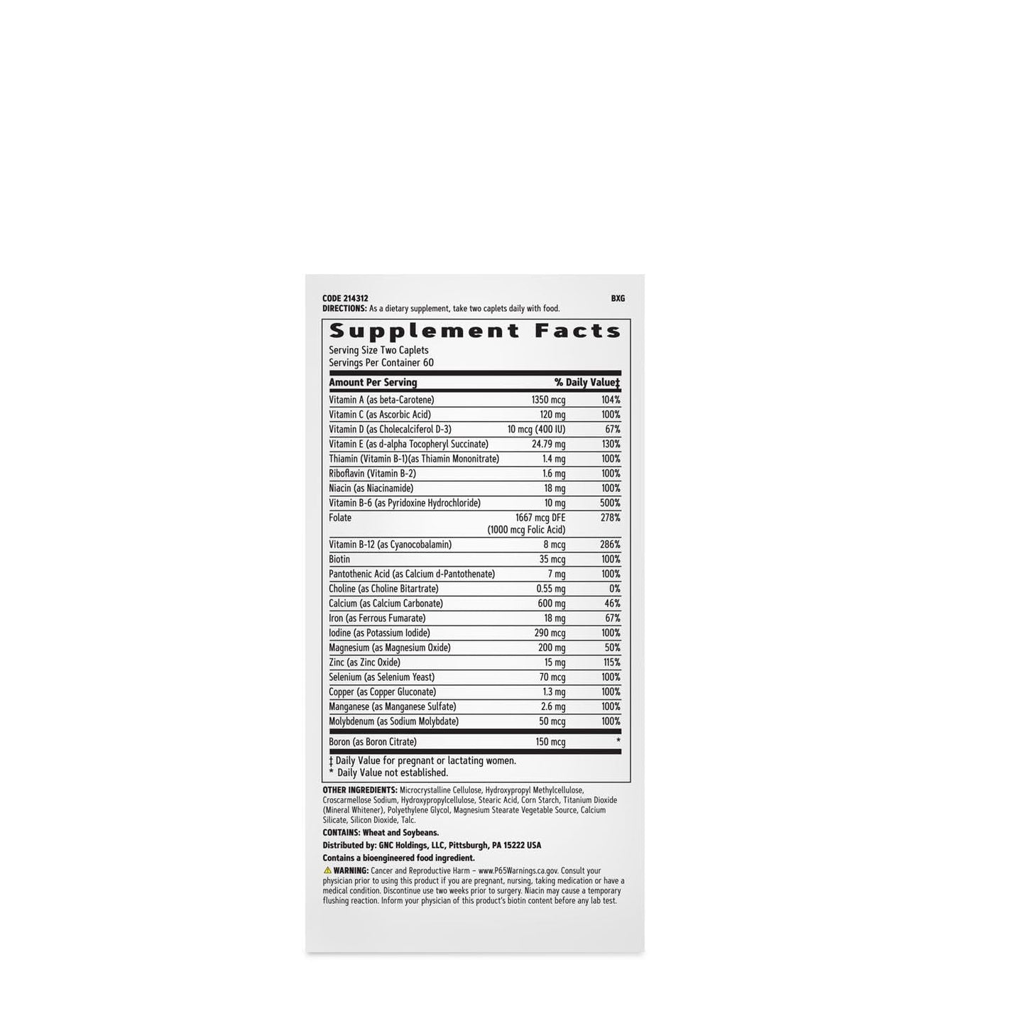 GNC Women's Prenatal Multivitamin with Iron | Supports Pregnancy & Baby Development | 120 Caplets (Pack of 2)