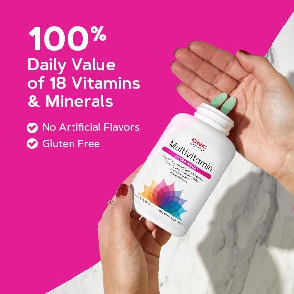 GNC Womens Ultra Mega Multivitamin Caplets – Immune Support, Timed Release, Gluten Free (90 ct)