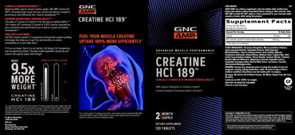 GNC AMP Creatine HCl 189 | Advanced Creatine Supplement for Muscle Energy