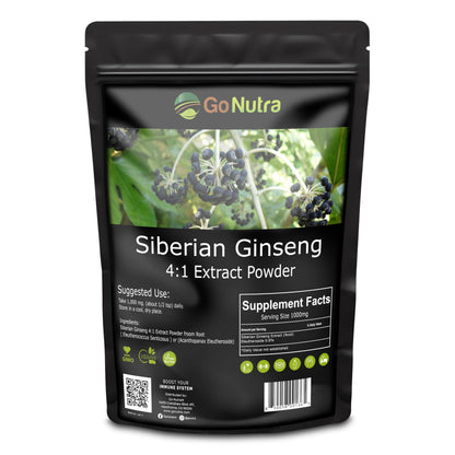 Go Nutra Siberian Ginseng - Eleuthero Root Powder 4:1 Extract, 1lb
