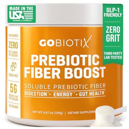 GOBIOTIX Fiber Supplement Powder with Prebiotics – Digestive Health, GLP-1 Support, Keto & Vegan | 35 Servings