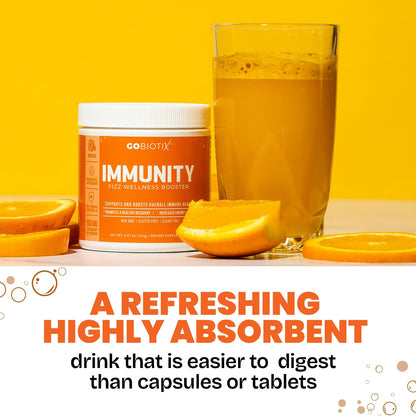 GOBIOTIX Vitamin C Immunity Powder – Immune Defense, Vegan, Orange, Non-GMO