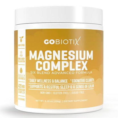 GoBiotix Magnesium Glycinate Powder – 420 mg per Serving, 60 Servings, Honey Citrus | High Absorption, Sugar-Free