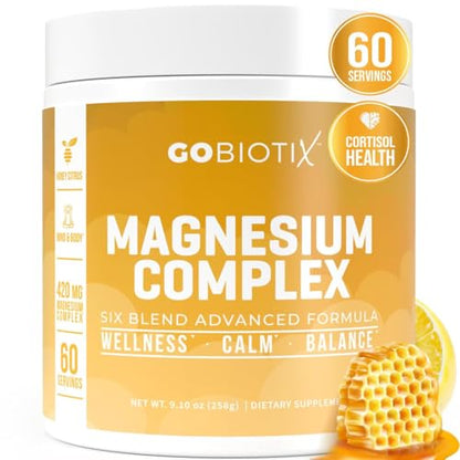 GoBiotix Magnesium Glycinate Powder – 420 mg per Serving, 60 Servings, Honey Citrus | High Absorption, Sugar-Free
