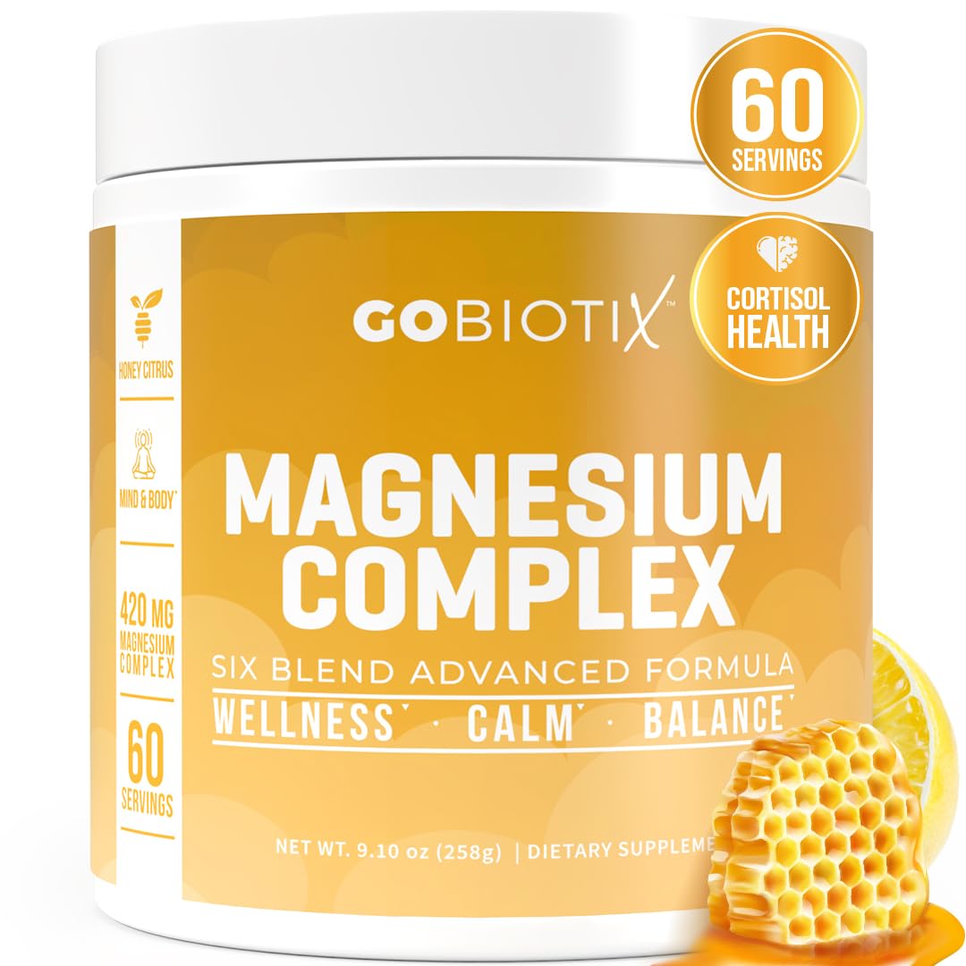 GoBiotix Magnesium Glycinate Powder – 420 mg per Serving, 60 Servings, Honey Citrus | High Absorption, Sugar-Free