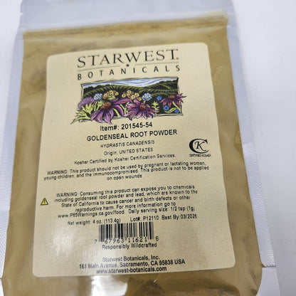 Goldenseal Root Powder Wildcrafted - 4 Oz (113 g) | Starwest Botanicals