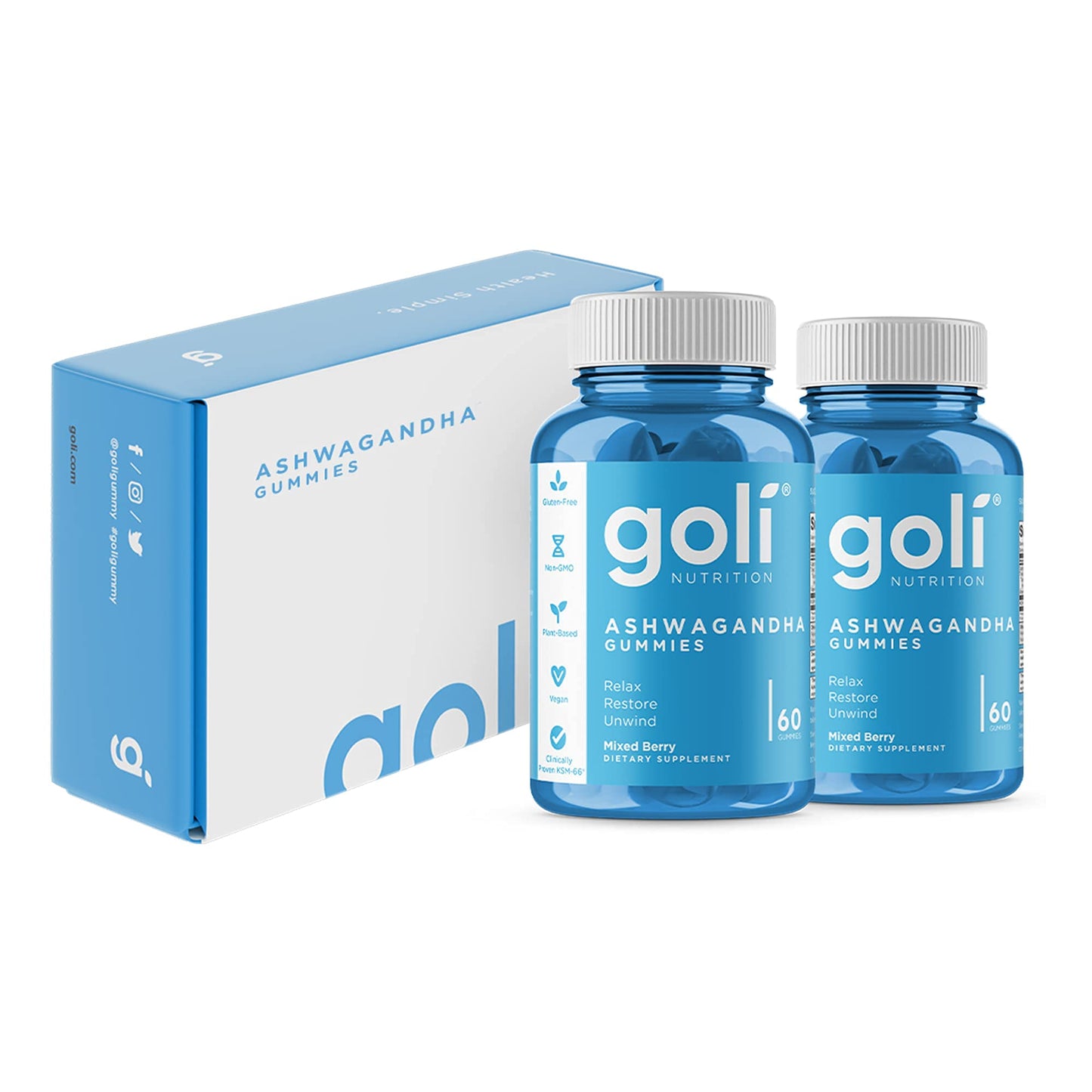 Goli Ashwagandha & Vitamin D Gummies – 120 Count (Pack of 2) | Vegan