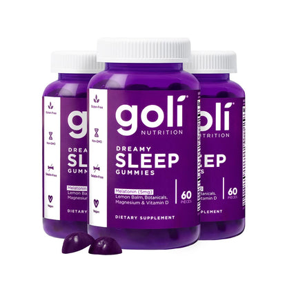 Goli Dreamy Sleep Gummy - 180 Count | Melatonin, Magnesium, Vitamin D, Lemon Balm | Vegan, Gelatin-Free, Gluten-Free, Non-GMO