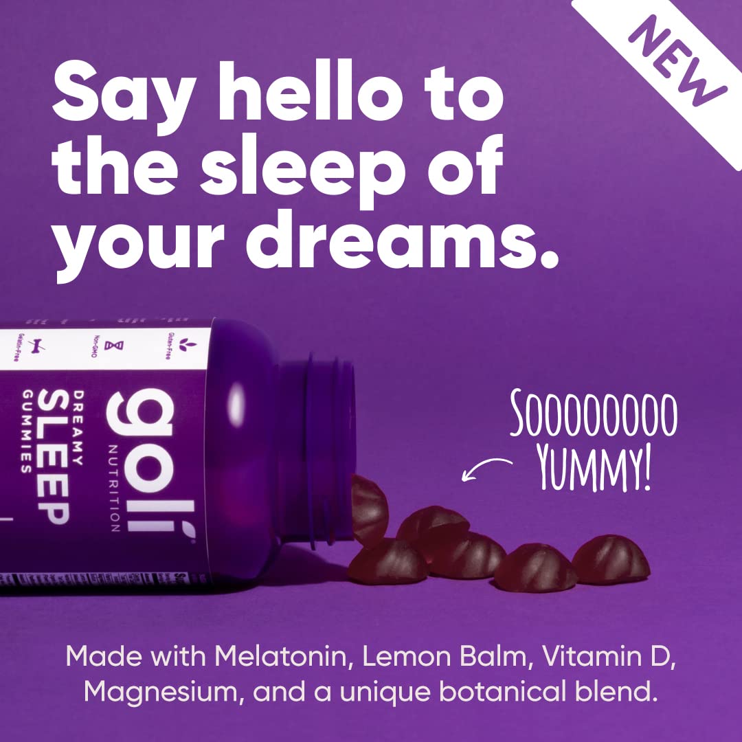 Goli Dreamy Sleep Gummy - 180 Count | Melatonin, Magnesium, Vitamin D, Lemon Balm | Vegan, Gelatin-Free, Gluten-Free, Non-GMO