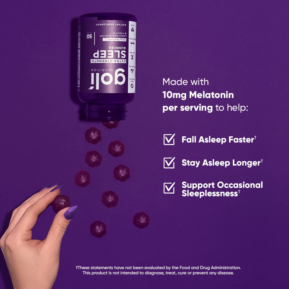 Goli Extra-Strength Sleep Gummies with Melatonin 10 mg - 250 Count | Vegan, Gluten-Free