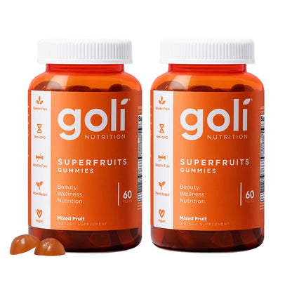 Goli Superfruits Beauty Gummies – 120 Count, Vegan, Non-GMO, Gluten & Gelatin Free, Collagen-Promoting