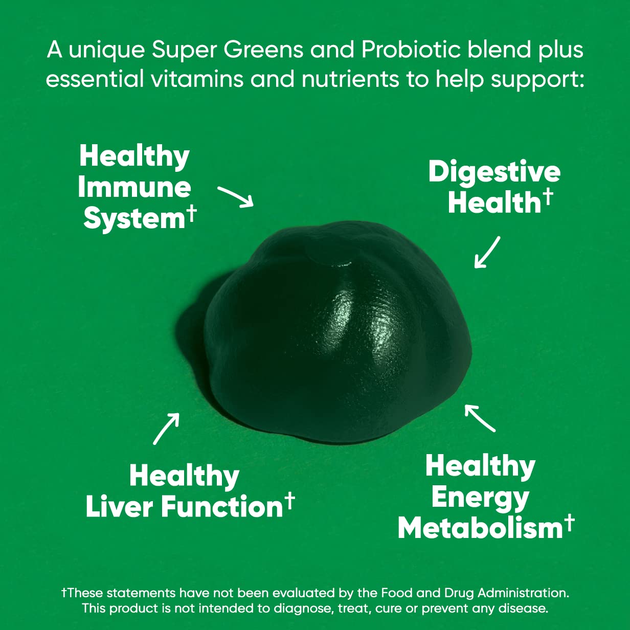 Goli SuperGreen Vitamin Gummy - 60 Count | Plant-Based, Vegan, Gluten-Free & Gelatin-Free