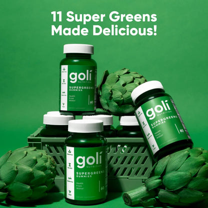 Goli SuperGreen Vitamin Gummy - 60 Count | Plant-Based, Vegan, Gluten-Free & Gelatin-Free