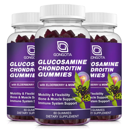 GONGOTA Glucosamine Chondroitin Gummies – 2-Pack, Extra Strength 1500mg