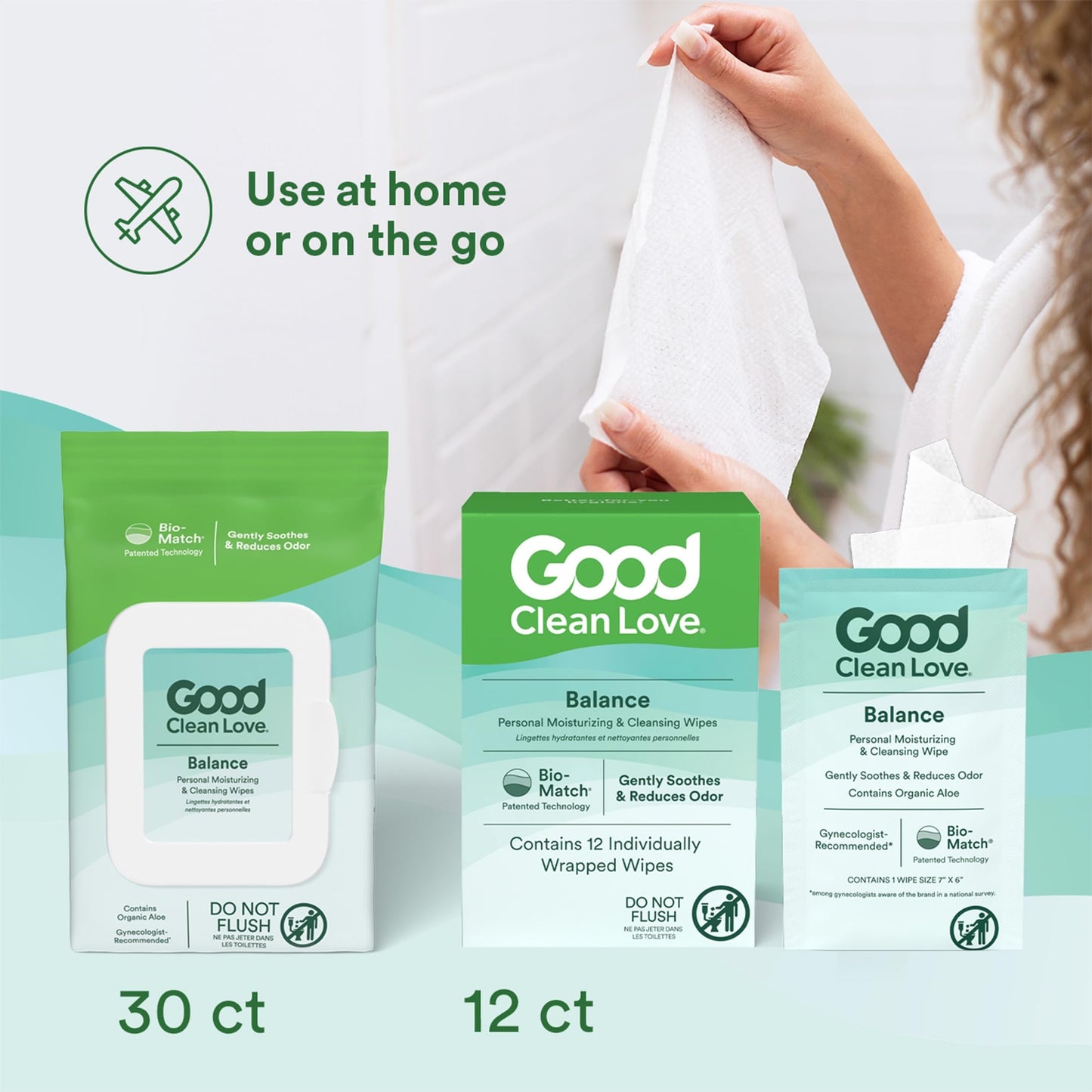 Good Clean Love Balance pH-Balanced Feminine Wipes | Gentle Aloe-Based On-The-Go Hygiene (30 Count)