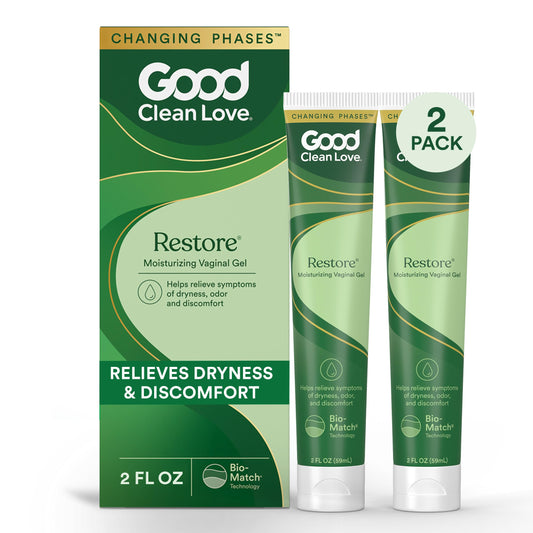Good Clean Love Restore Moisturizing Vaginal Gel – pH-Balanced, Water-Based Lubricant with Aloe Vera & Lactic Acid | 2 Oz (2-Pack)