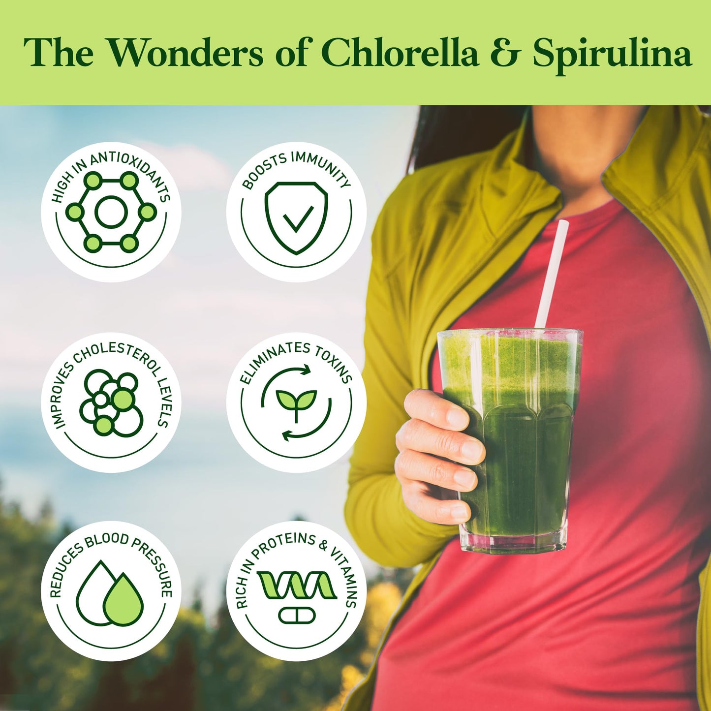 Good Natured Premium Chlorella Spirulina Powder – 85 Servings, Non-GMO, Sunlight Grown