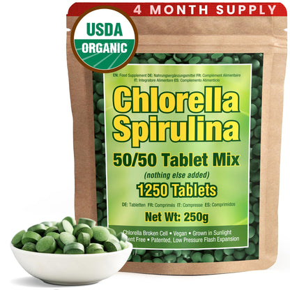 Good Natured Premium Spirulina & Chlorella Capsules | 1,250 Tablets | Non-GMO