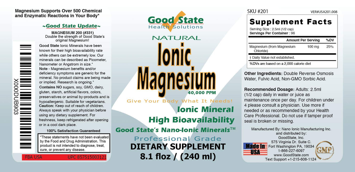 Good State Ionic Magnesium 8 oz | Natural Nano Magnesium – Fast Absorption