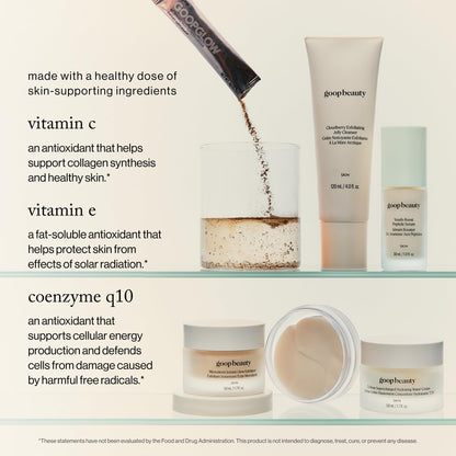 goop Beauty Morning Skin Drink Mix — Vitamin C & E for Radiant Skin, Lemon Verbena & Orange Flavor, 30 Pack