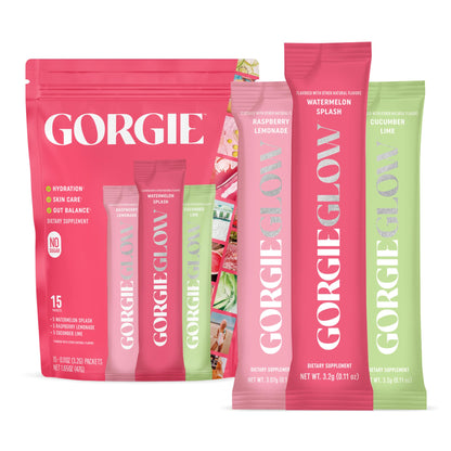 GORGIE Glow Variety Pack: Electrolyte Powder with Hyaluronic Acid & Probiotics
