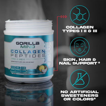 Gorilla Mind Collagen Peptides Powder – Joint Health, Skin, Hair & Nails | Mixed Berry 426g