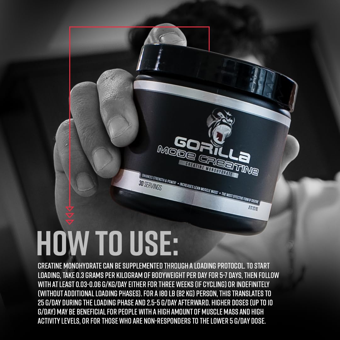 Gorilla Mind Creatine Monohydrate Micronized Powder – 5 g Serving, 100 Servings, Made in USA