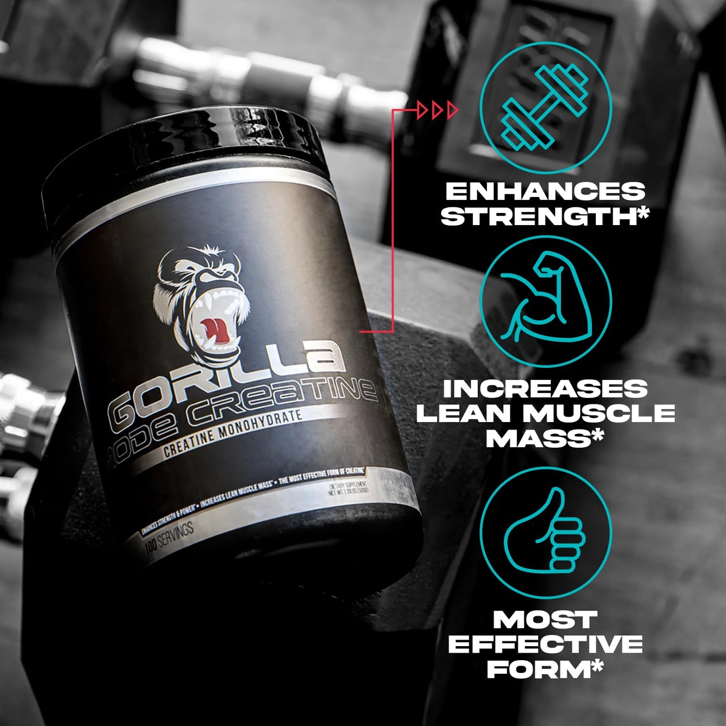 Gorilla Mind Creatine Monohydrate Micronized Powder – 5 g Serving, 100 Servings, Made in USA