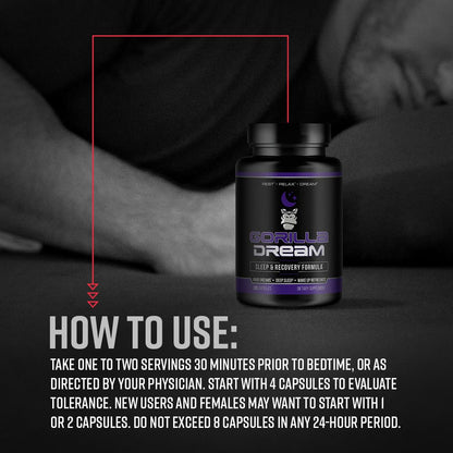 Gorilla Mind Dream Sleep Supplement (120 Capsules) - Nootropic Sleep & Recovery