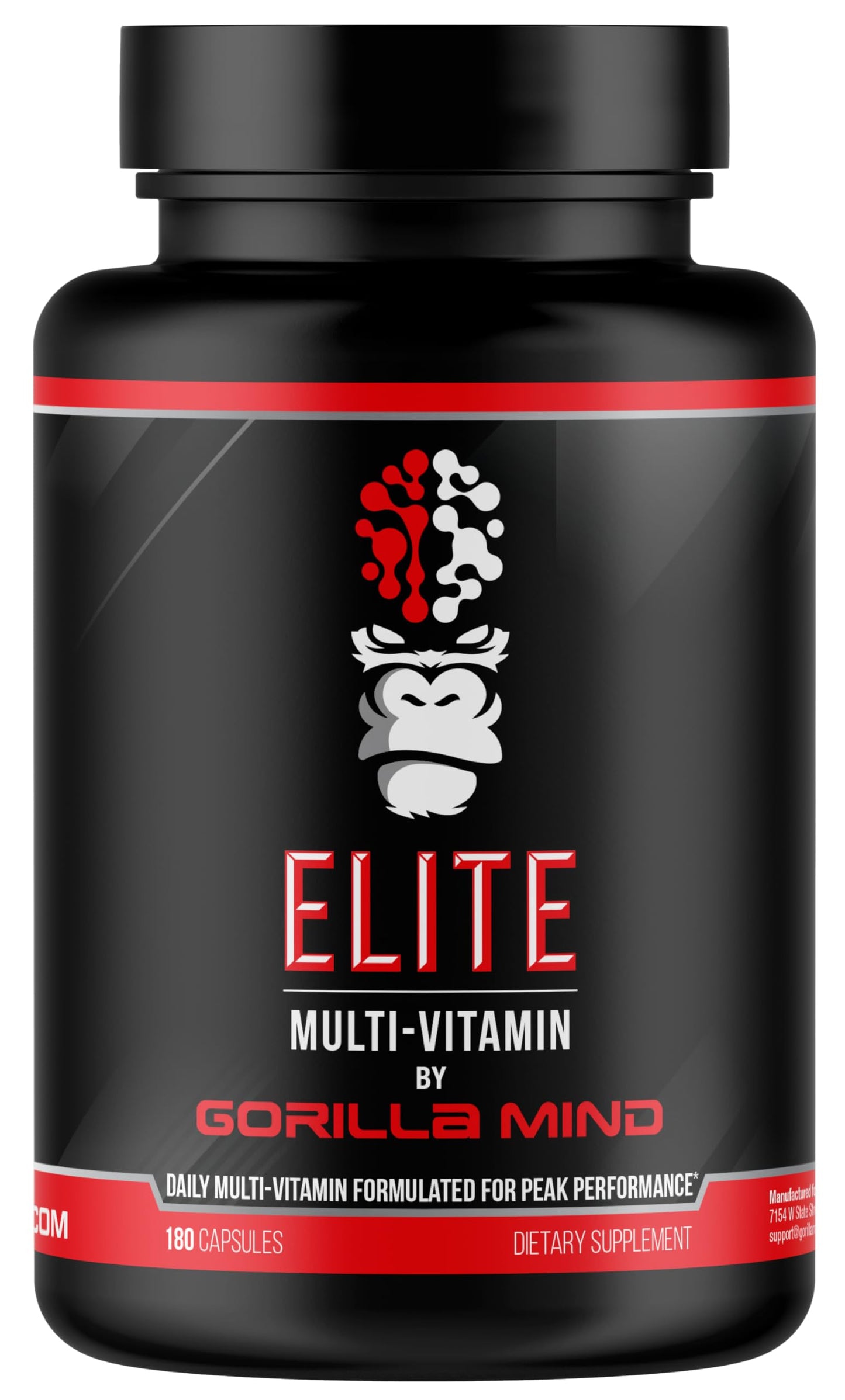 Gorilla Mind Elite Multi-Vitamin (180 Capsules) – Daily Multivitamin Formulated for Peak Performance | 27 Nutrients to Backfill Micronutrient Shortcomings