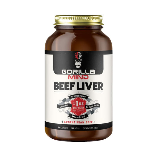 Gorilla Mind Grass-Fed Argentinian Beef Liver - Freeze-Dried Multivitamin Capsules (1 Oz)