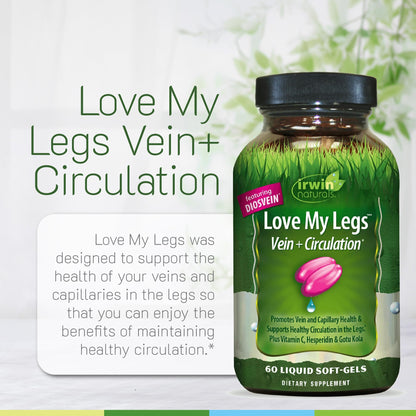Irwin Naturals Love My Legs - 60 Liquid Softgels | Supports Leg Veins, Capillaries & Circulation