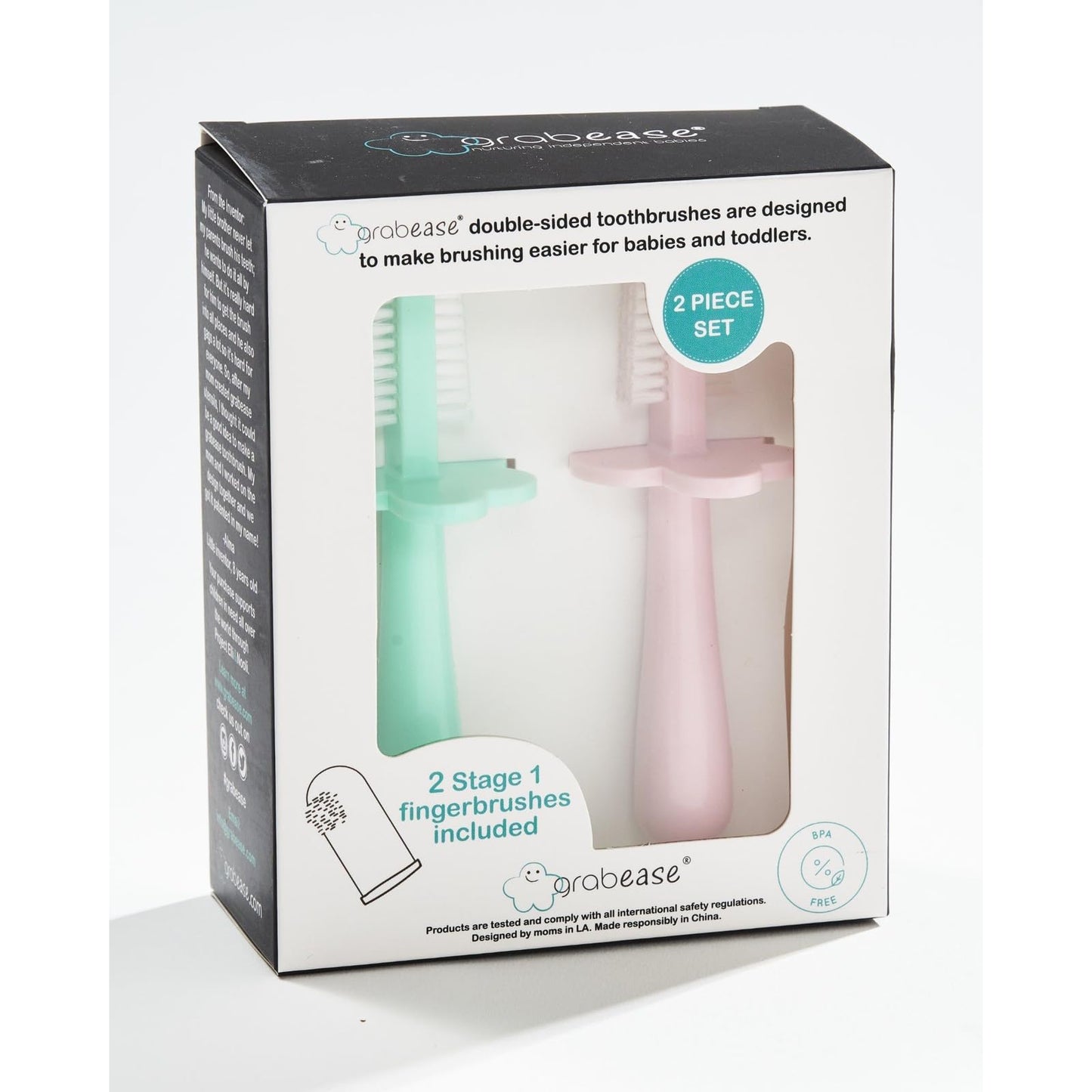 Grabease Double-Sided Baby Toothbrush Pack – Mint & Blush (2-Pack)