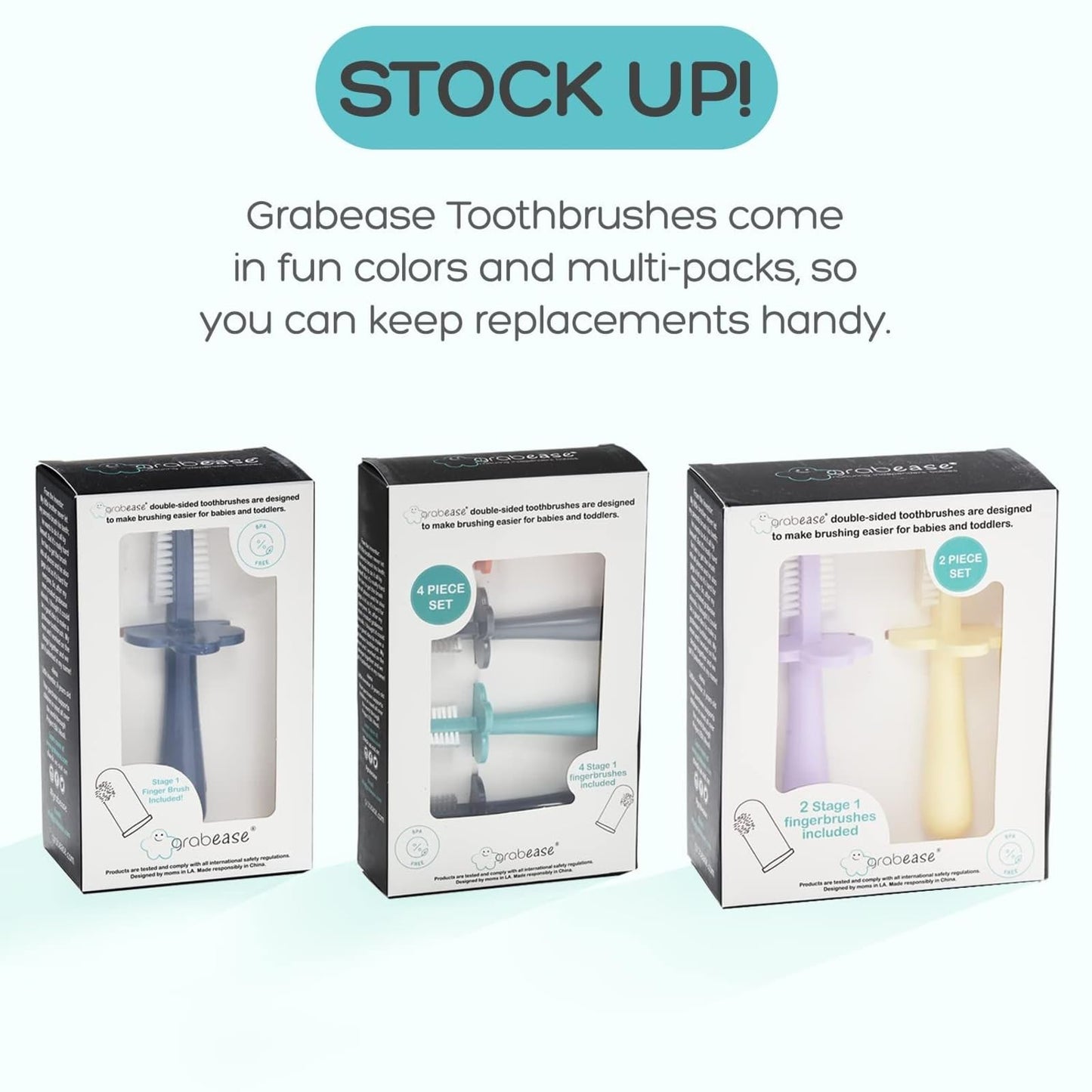 Grabease Double-Sided Baby Toothbrush Pack – Mint & Blush (2-Pack)