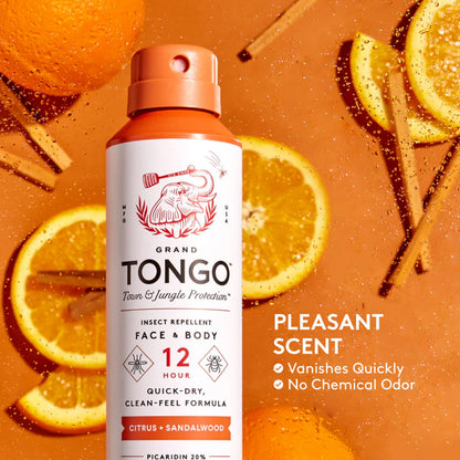 Grand Tongo DEET-Free Insect Repellent with Picaridin | 12-Hour Protection • Citrus + Sandalwood