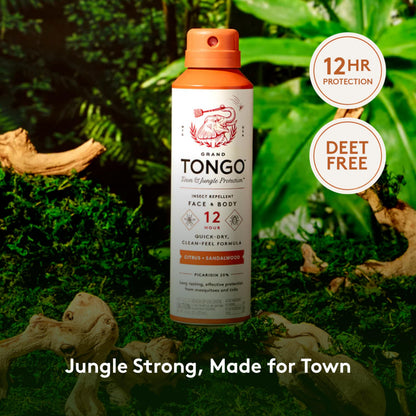 Grand Tongo DEET-Free Insect Repellent with Picaridin | 12-Hour Protection • Citrus + Sandalwood