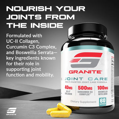Granite Joint Care: UC-II Collagen + Turmeric Curcumin C3 + Boswellia – All-in-One Joint Support (60ct)