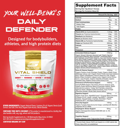 Granite Nutrition Vital Shield – Organic Greens + Tart Cherry (Very Berry)