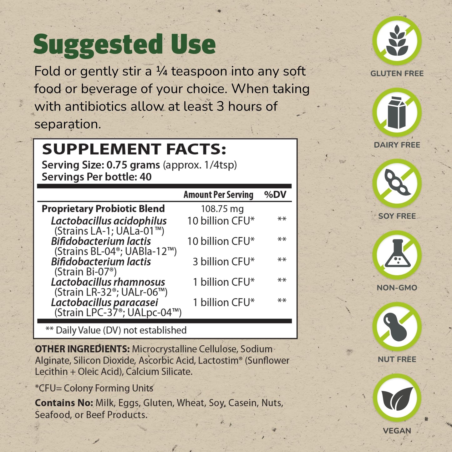 Master Supplements Granular Theralac – 1.05 oz Probiotic Powder for Gut Health | 40 Servings | Vegan & Gluten Free