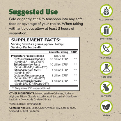 Master Supplements Granular Theralac – Multi-Strain Probiotic Powder, 1.05 oz (Pack of 2)